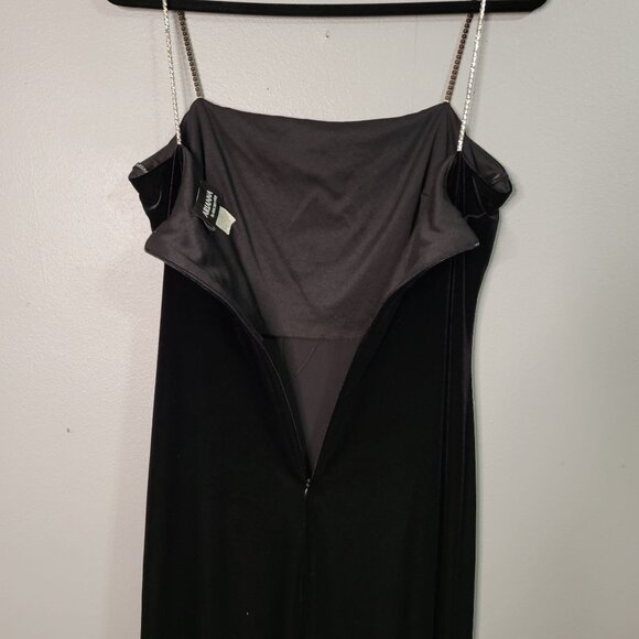 Vintage Y2K 90s Women's sz 12 Black Velvet Slip Dress Evening Gown Whimsygoth Rh - Picture 7 of 8